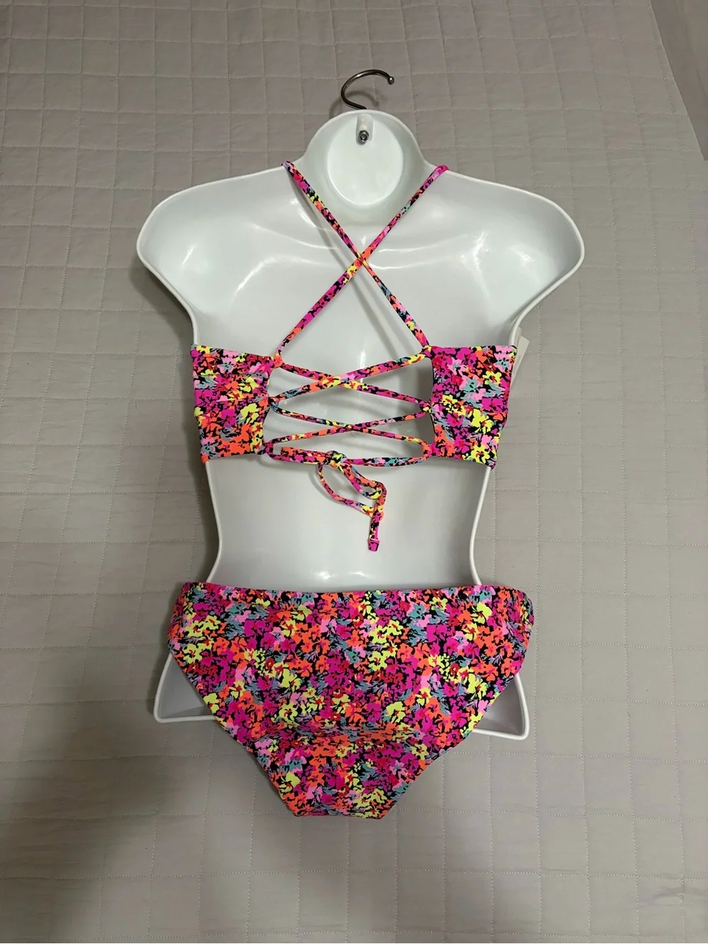 Maaji “Pansy” Reversible Tie Back Bikini Set Neon Pink•Yellow•Coral•Black- M
